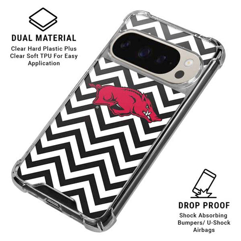 University of Arkansas-Fayetteville Chevron Print Pixel 9/9 Pro Clear Case